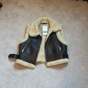 Zara Brown Moto Vest